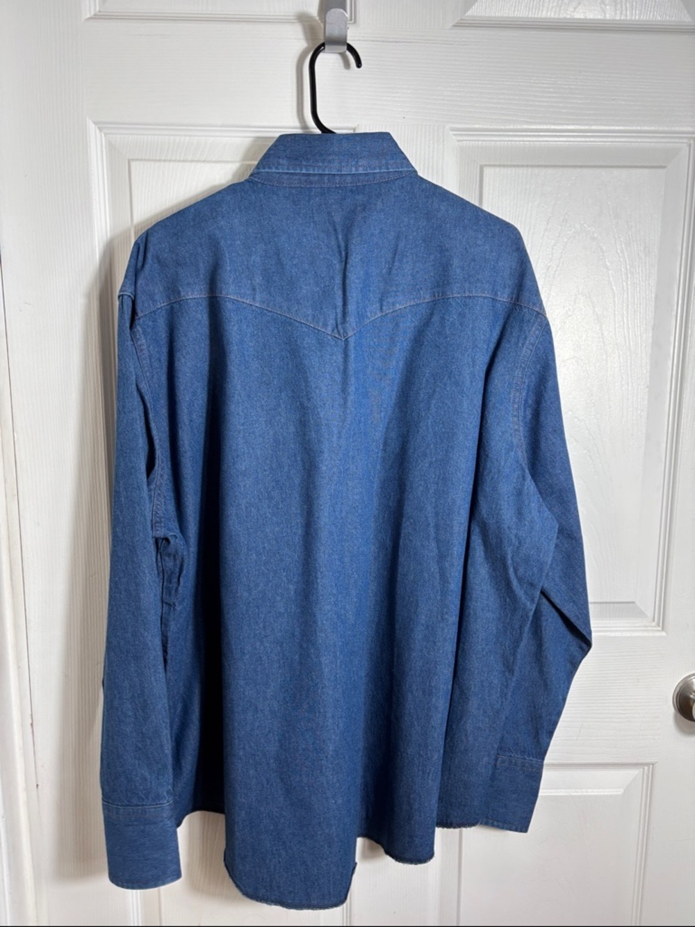 Wrangler Western Denim Shirt Blue Pearl Snap XXL Cowboy Rodeo - Picture 10 of 10